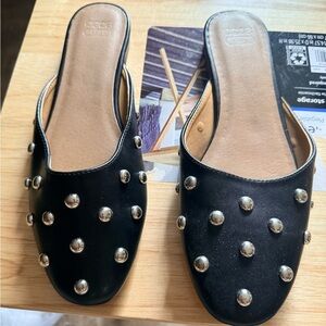 ASOS Black Stud-Embellished Slip-On Mules